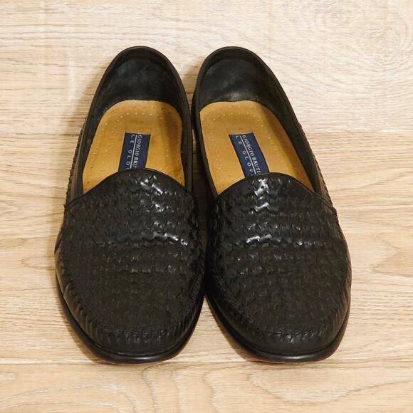 🔴SOLD🔴Giorgio Brutini Le Glove Black Woven Leather Dress Shoes Loafer - Picture 2 of 9